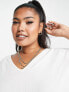 Фото #7 товара ASOS DESIGN Curve oversized v-neck t-shirt in rib in white