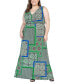 ფოტო #2 პროდუქტის Plus Size V Neck Sleeveless Maxi Dress