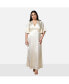 Фото #1 товара Plus Size Hydrangea Satin Flutter Sleeve Maxi Slip Dress