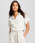 Фото #1 товара Women's Button-Front Linen Blend Shirt