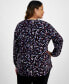 ფოტო #2 პროდუქტის Plus Size Printed Split-Neck Top