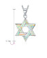 Фото #2 товара Hanukkah Magen Judaic White Created Opal Inlay Star Of David Pendant Necklace For Bat Mitzvah For Women For .925 Sterling Silver