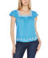 Women's Boho Embroidered Square Neck Top