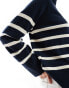 Pieces Amelia roll neck jumper in navy and white stripe