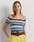 Фото #1 товара Women's Striped Off-The-Shoulder Sweater