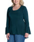 Фото #4 товара Plus Size Long Bell Sleeve High Low Tunic Top