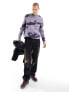 ASOS DESIGN oversized knitted tie dye distressing crew neck jumper in purple 2XS - фото #11