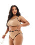 Фото #4 товара ASOS DESIGN Curve contrast binding high leg high waist bikini bottom in mochaccino