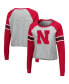 Women's Heathered Gray, Scarlet Nebraska Huskers Decoder Pin Raglan Long Sleeve T-shirt