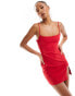 Фото #1 товара ASOS DESIGN structured scoop mini dress with split in Red