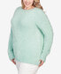 ფოტო #4 პროდუქტის Plus Size Imitation Pearl Studded Metallic Eyelash Sweater