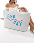 South Beach Sunday canvas tote bag in off white