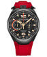 ფოტო #1 პროდუქტის Men's Quartz Red High Grade Rubber Silicone Strap Watch 42mm