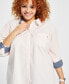 Plus Size Cotton Roll-Tab Shirt