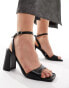 ASOS DESIGN Hotel barely there block heeled sandals in black micro Черный, 38 - фото #2