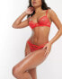 Фото #8 товара Ann Summers Ariel lace non padded 1/4 cup plunge bra with strapping detail in red