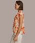 ფოტო #1 პროდუქტის Women's Tie-Neck Cap-Sleeve Blouse