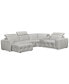 Фото #1 товара CLOSEOUT! Haigan 5-Pc. Leather Chaise Sectional Sofa with 1 Power Recliner, Created for Macy's