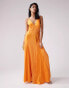 Фото #1 товара ASOS DESIGN satin cami maxi dress with sheer panel details in orange