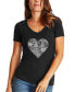 ფოტო #1 პროდუქტის Women's Heart Flowers Word Art V-Neck T-shirt