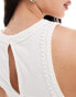 Vila racer neck ribbed vest with rope detail in white