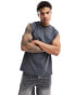 ASOS DESIGN oversized tank with back print in charcoal Серый, XL - Chest 44 - фото #2