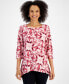 Фото #1 товара Petite Printed Jacquard Top, Created for Macy's