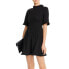 Aqua 253758 Womens Short Sleeve Ruffled A-Line Dress Solid Black Size X-Small