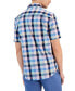 Men's Iman Plaid Poplin Short Sleeve Button-Down Shirt, Created for Macy's