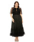 Plus Size High Neck Tulle Polka Dot Detail Gown