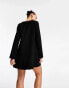 Фото #2 товара ASOS DESIGN long sleeve dropped waist box pleat mini dress in black