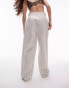 Topshop co-ord textured stripe detail wide leg trouser in neutral Бежевый, 36 - фото #5