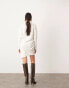 ASOS EDITION jersey crepe long sleeve knot detail mini dress in ivory Бежевый, 38 - фото #4