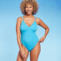 Фото #3 товара Women's Tunneled Plunge One Piece Swimsuit - Shade & Shore Turquoise Blue XL