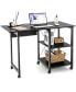 Фото #1 товара Rolling Computer Desk Folding Writing Office Desk w/ Storage Shelves