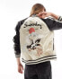 Superdry Sukajan embroidered bomber jacket in sandshell beige