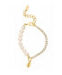 ფოტო #1 პროდუქტის Cowrie Shell, Cultivated Freshwater Pearl Glass Bracelet