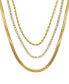 ფოტო #3 პროდუქტის Herringbone Chain, Rope Chain, and Tennis Necklace Set