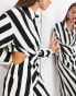 Фото #3 товара ASOS EDITION satin long sleeve shirt dress in monochrome stripe