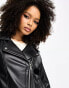 ASOS DESIGN longline oversized faux leather biker jacket in black