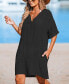 Фото #3 товара Women's Tan Loose-Fit V-Neck Cover-Up Dress