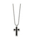 ფოტო #3 პროდუქტის Brushed Black Genuine Stingray Inlay Cross Pendant Ball Chain Necklace