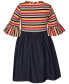 Toddler & Little Girls Apple-Appliqué Striped & Denim Dress