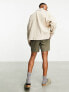 ASOS DESIGN oversized western jacket in beige linen look