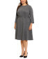 Фото #4 товара Plus Size Ponté-Knit 3/4-Sleeve Midi Dress