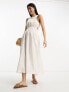 Фото #7 товара ASOS DESIGN cotton high neck gathered maxi dress in ecru