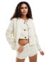 Lioness boucle collarless jacket co-ord in cream