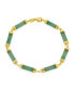 ფოტო #2 პროდუქტის Asian Style Light Green Natural Jade Strand Tube Bar Link Bracelet For Women Gold Plated Sterling Silver 7 Inch