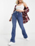 Фото #1 товара Pieces Peggy high waisted flared jeans in mid blue denim