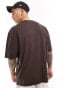 ASOS DESIGN oversized t-shirt in brown with palm tree chest print